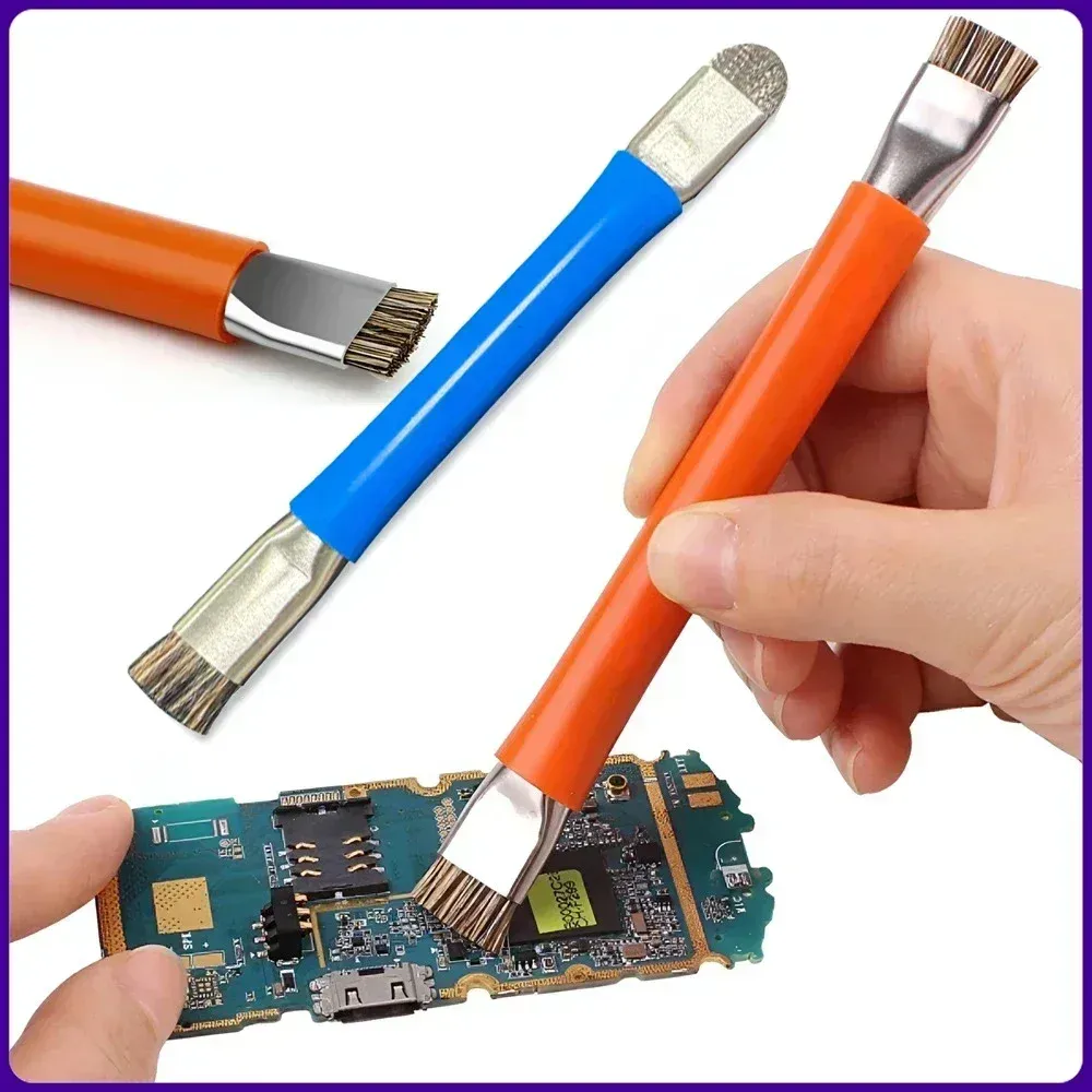Brosse antistatique de sécurité pour carte mère et circuit imprimé (PCB), brosse de nettoyage pour téléphone portable, kit d'outils de réparation, à double tête 3