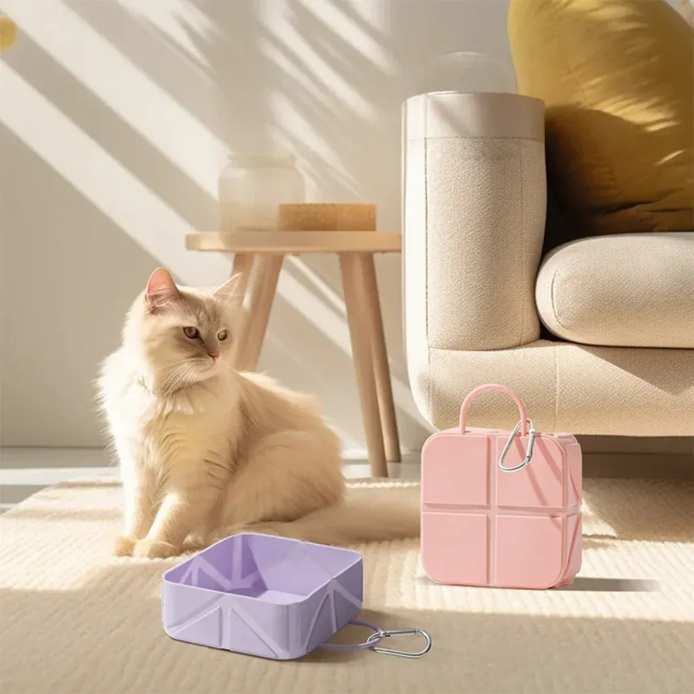 Gamelle de voyage pliable en silicone pour chien et chat, idéale pour le camping et la randonnée 2