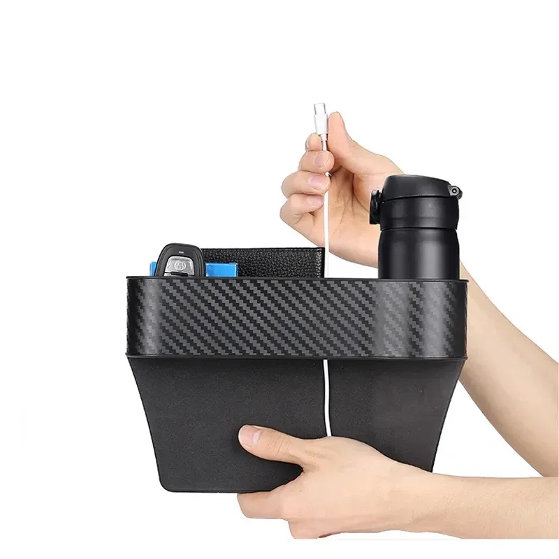 Organisateur de siège auto avec rangement pour fentes de siège, support de remplissage pour portefeuille, téléphone et briquet, boîte de rangement de poche pour voiture 4