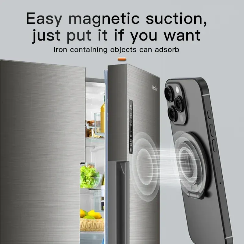 Support de téléphone magnétique double face avec anneau et béquille pour iPhone MagSafe 12 à 16, Pro Max, compatible support de voiture 5