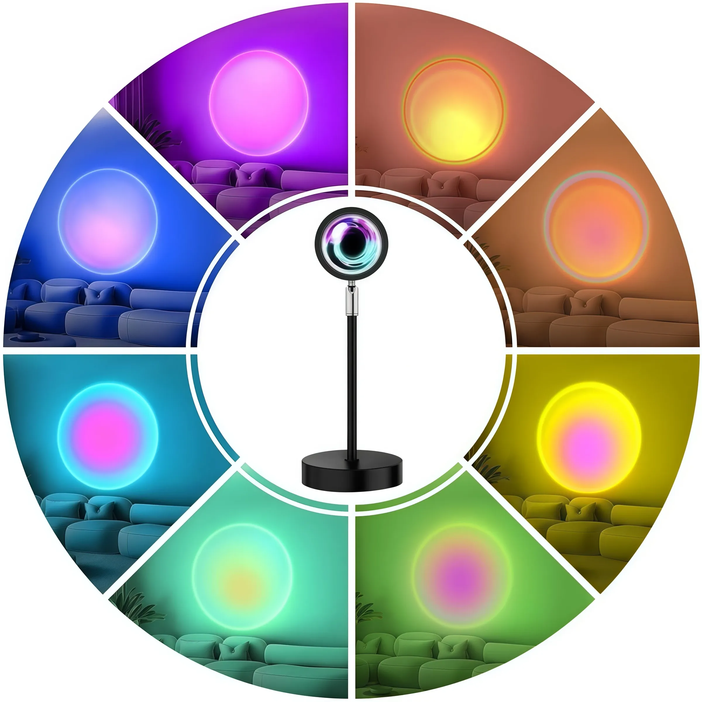 Projecteur de coucher de soleil, veilleuse LED multicolore à 16 couleurs changeantes, lampe de photographie pour selfie, décoration de fête et idée cadeau de Noël pour femme 3