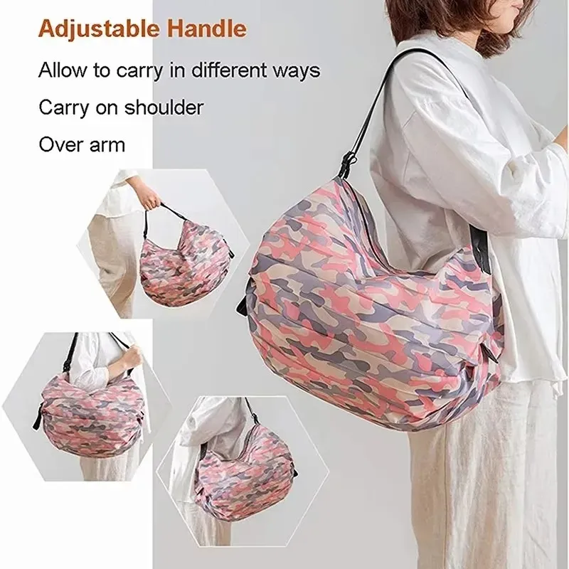 Sac à main CamSolomon grande capacité avec poignée, pliable, idéal pour le voyage et les courses 3