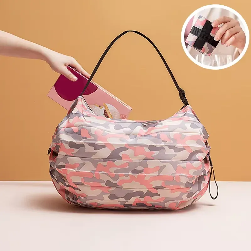 Sac à main CamSolomon grande capacité avec poignée, pliable, idéal pour le voyage et les courses - Image 1