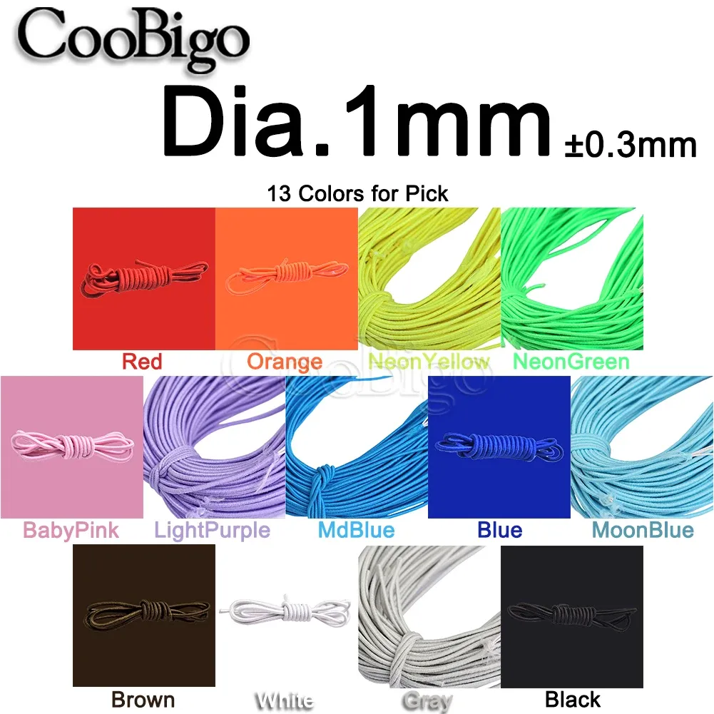 Élastique rond 5 mètres, 1 mm, 2 mm, 3 mm, cordon élastique, corde élastique, bande de caoutchouc, sangle, lacets et accessoires de couture 2
