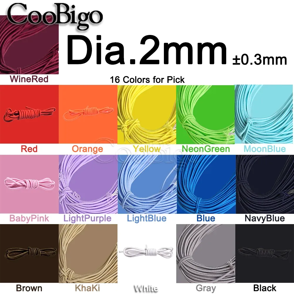 Élastique rond 5 mètres, 1 mm, 2 mm, 3 mm, cordon élastique, corde élastique, bande de caoutchouc, sangle, lacets et accessoires de couture 3