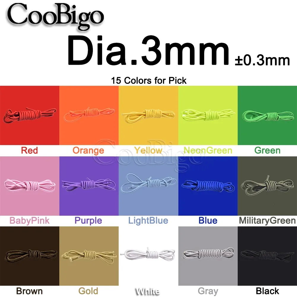 Élastique rond 5 mètres, 1 mm, 2 mm, 3 mm, cordon élastique, corde élastique, bande de caoutchouc, sangle, lacets et accessoires de couture 4