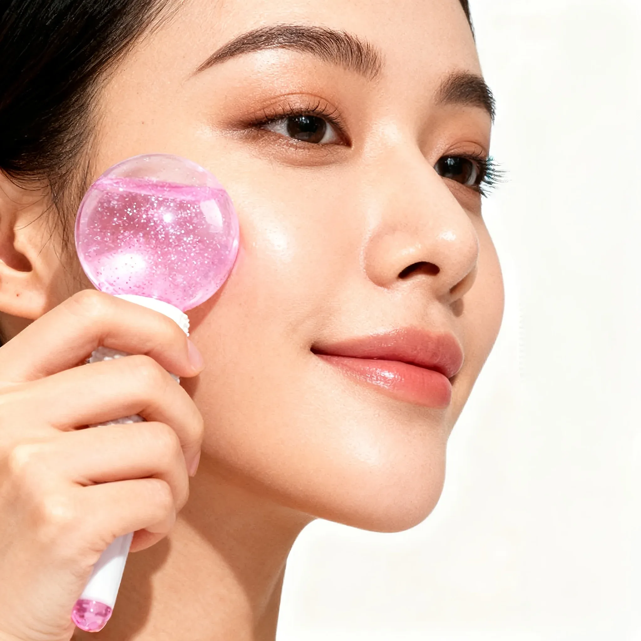 2 globes de glace réutilisables pour massage du visage, des yeux et du cou, rouleau rafraîchissant Gua Sha 2