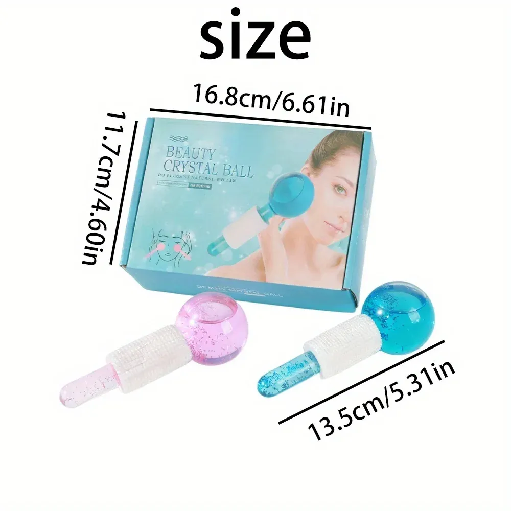 2 globes de glace réutilisables pour massage du visage, des yeux et du cou, rouleau rafraîchissant Gua Sha 4