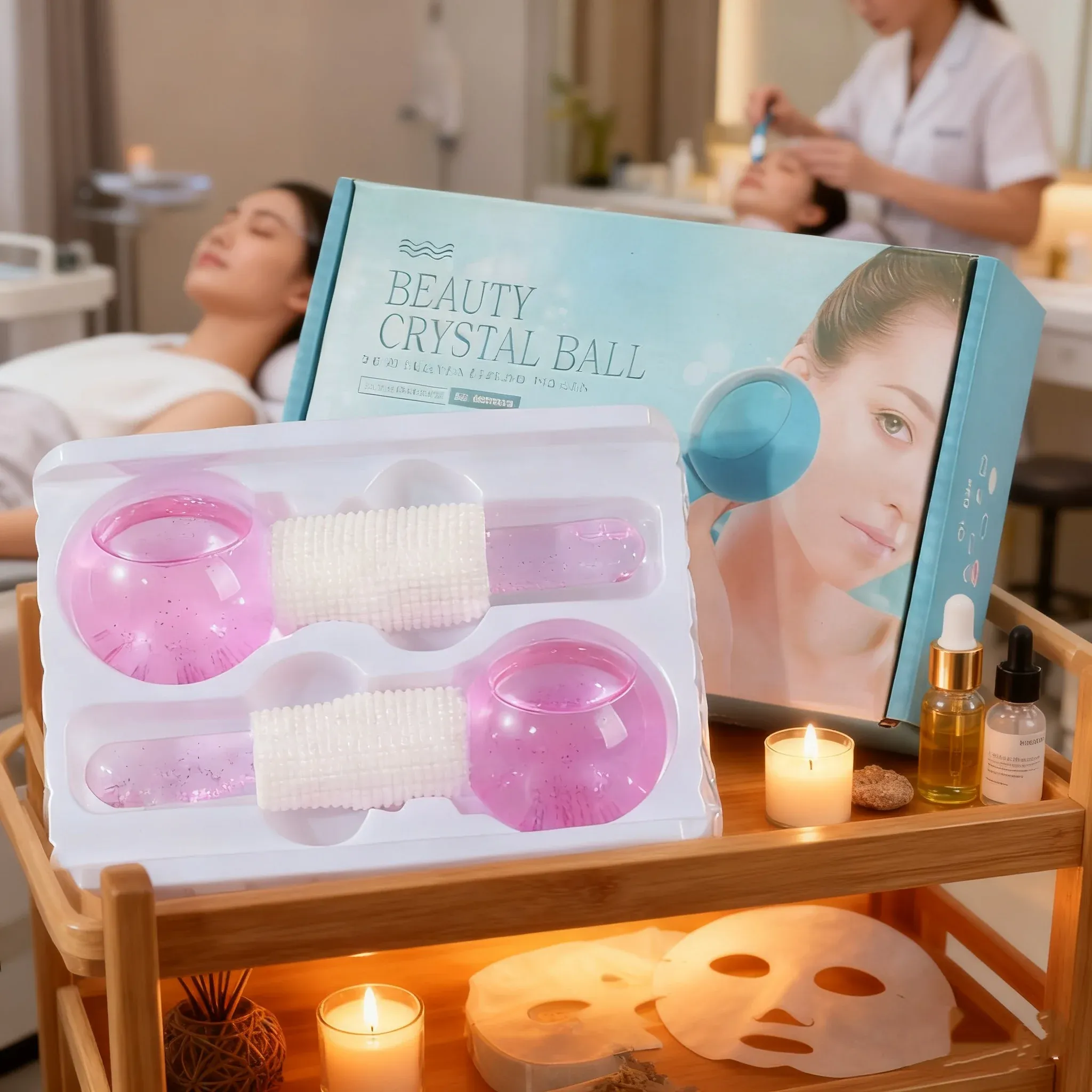 2 globes de glace réutilisables pour massage du visage, des yeux et du cou, rouleau rafraîchissant Gua Sha 6