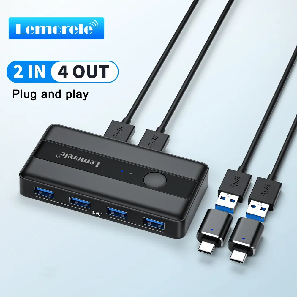 Commutateur KVM USB 3.0, 2 entrées 4 sorties, adaptateur de commutateur d'imprimante pour clavier d'ordinateur