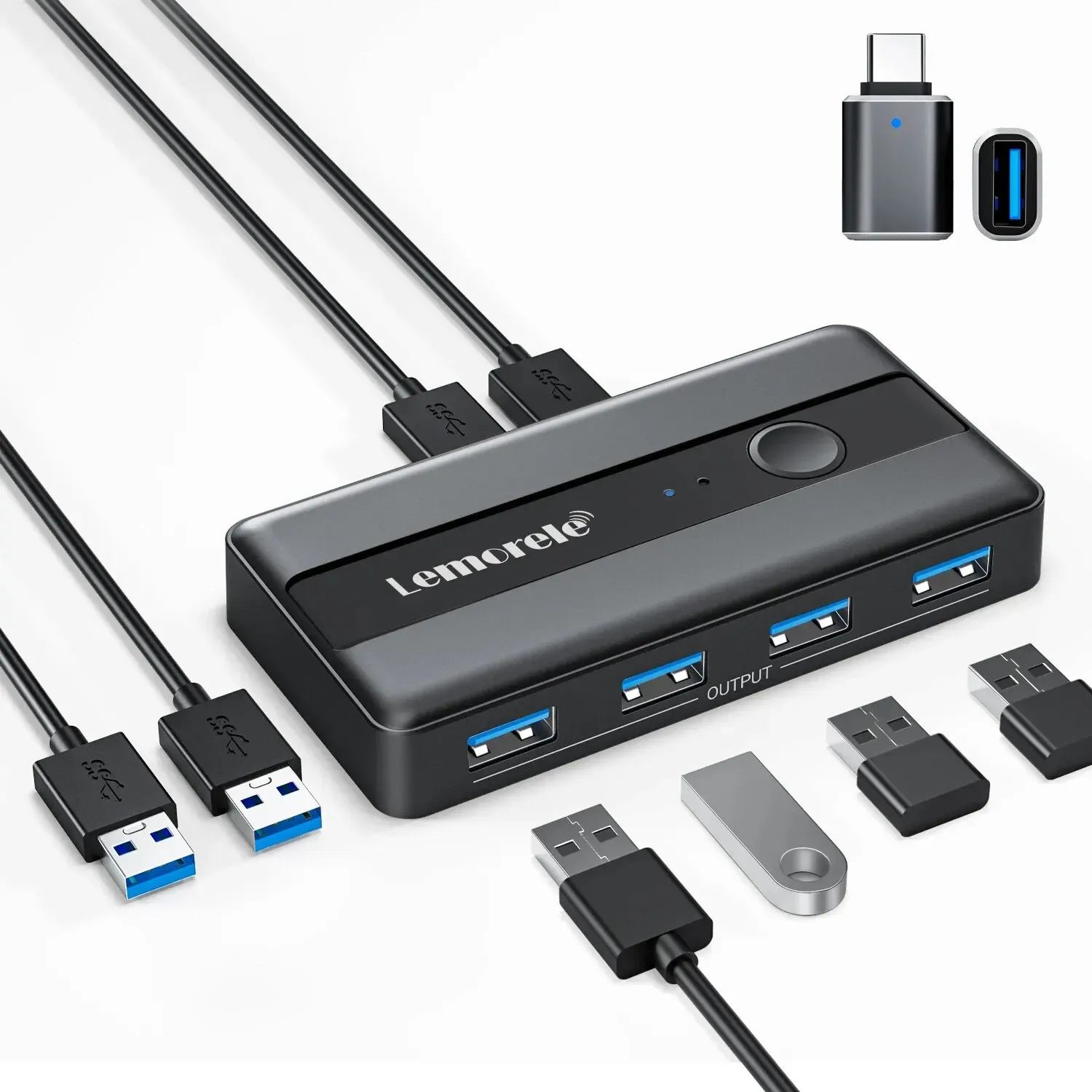 Commutateur KVM USB 3.0, 2 entrées 4 sorties, adaptateur de commutateur d'imprimante pour clavier d'ordinateur 7