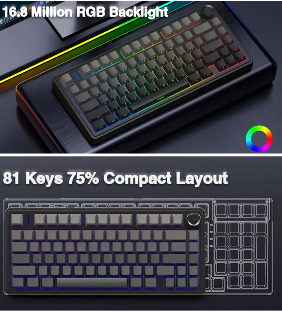 Éclairage RVB du clavier AULA F75