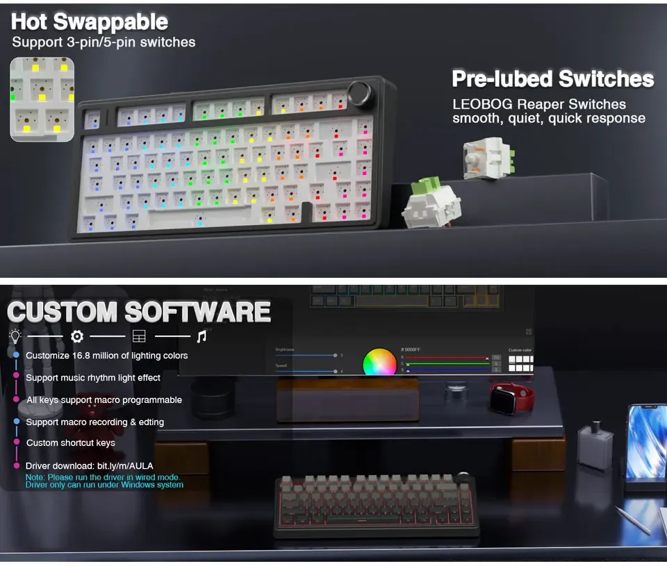 Clavier AULA F75 en situation de bureau