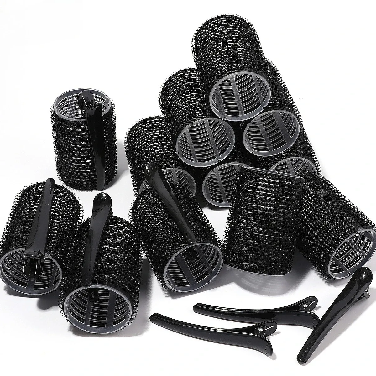 Ensemble de 12 bigoudis auto-agrippants sans chaleur avec crochets 2