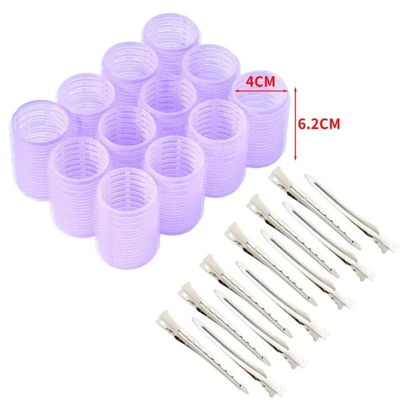 Ensemble de 12 bigoudis auto-agrippants sans chaleur avec crochets 11