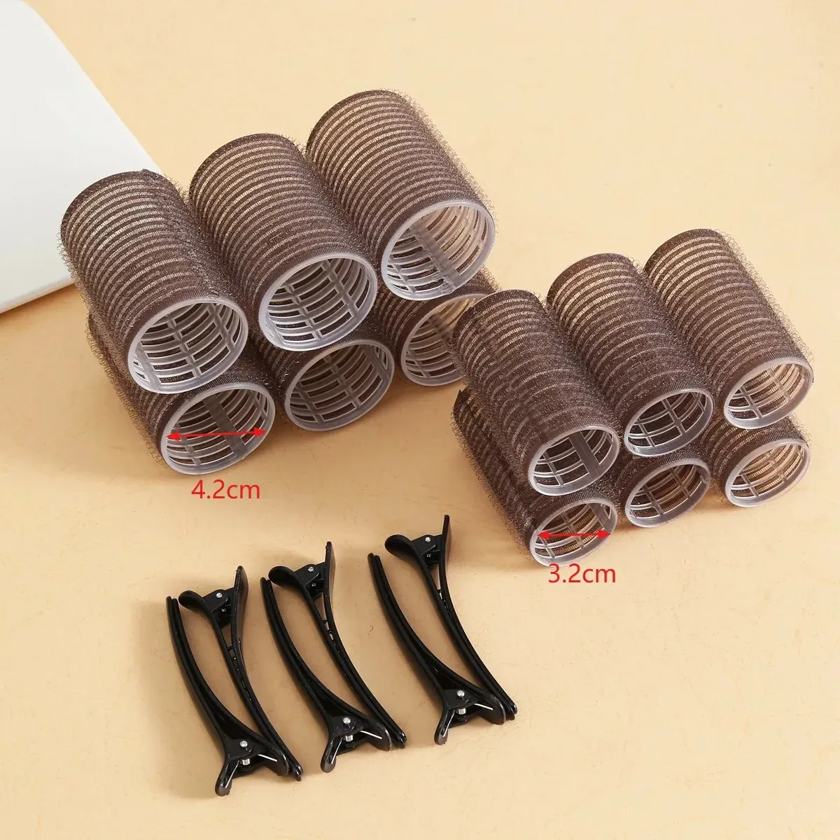 Ensemble de 12 bigoudis auto-agrippants sans chaleur avec crochets 13