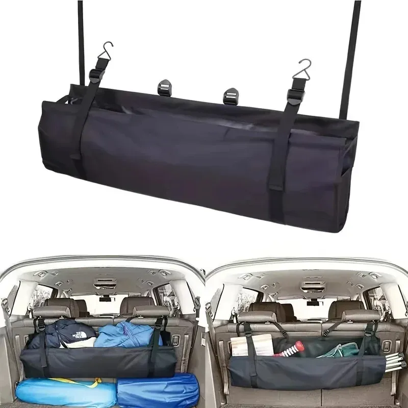Organisateur de coffre de voiture haute capacité, sac de rangement pour siège arrière en tissu Oxford, filet de rangement multi-usage réglable pour dossier de siège, universel pour voitures
