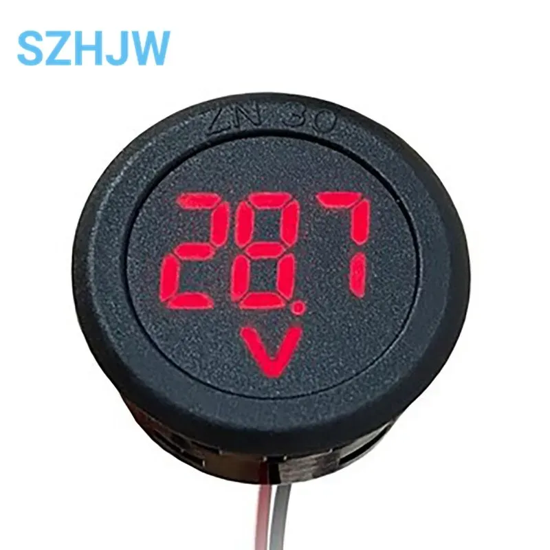 Voltmètre numérique circulaire à LED, courant continu 4 à 100 V, voltmètre DC à deux fils, affichage à tête, outil de protection de connexion 7
