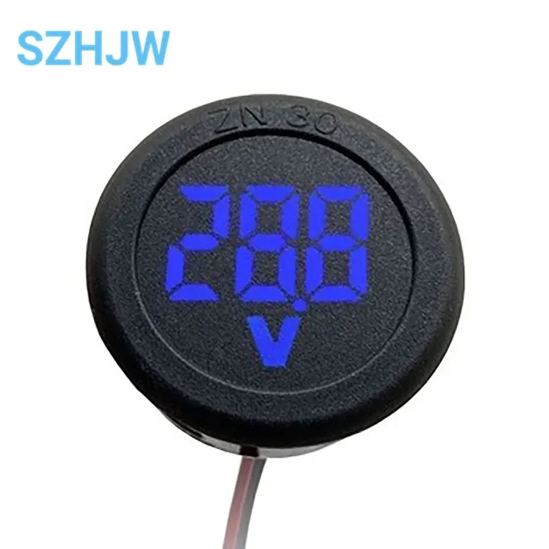 Voltmètre numérique circulaire à LED, courant continu 4 à 100 V, voltmètre DC à deux fils, affichage à tête, outil de protection de connexion 9
