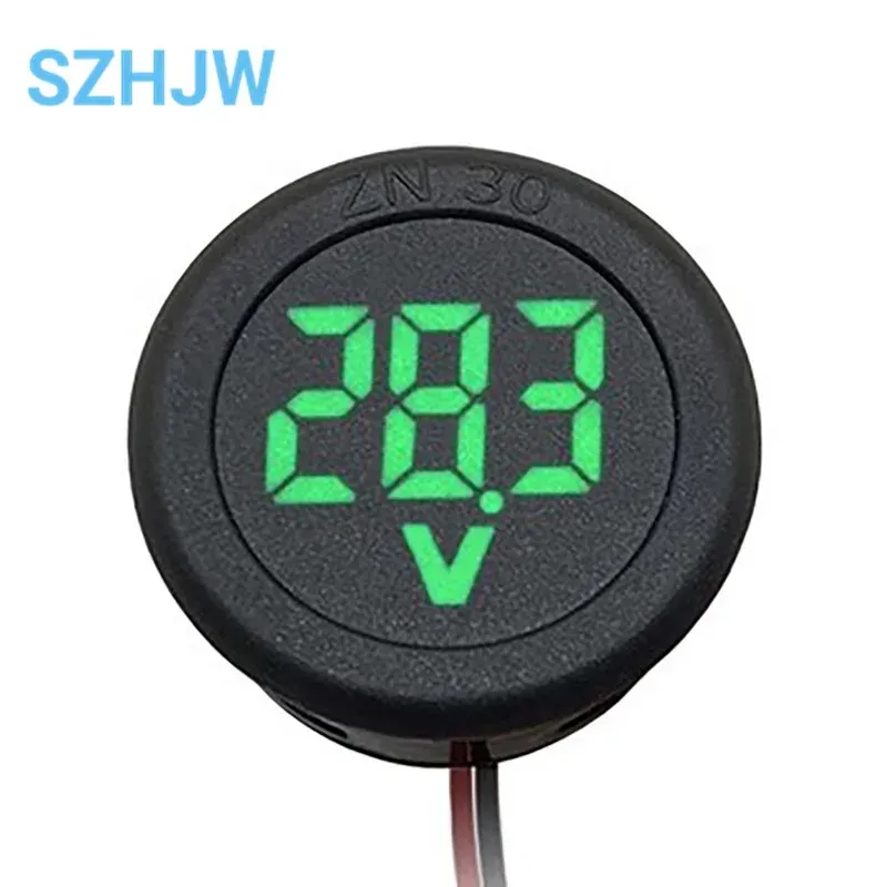 Voltmètre numérique circulaire à LED, courant continu 4 à 100 V, voltmètre DC à deux fils, affichage à tête, outil de protection de connexion 8