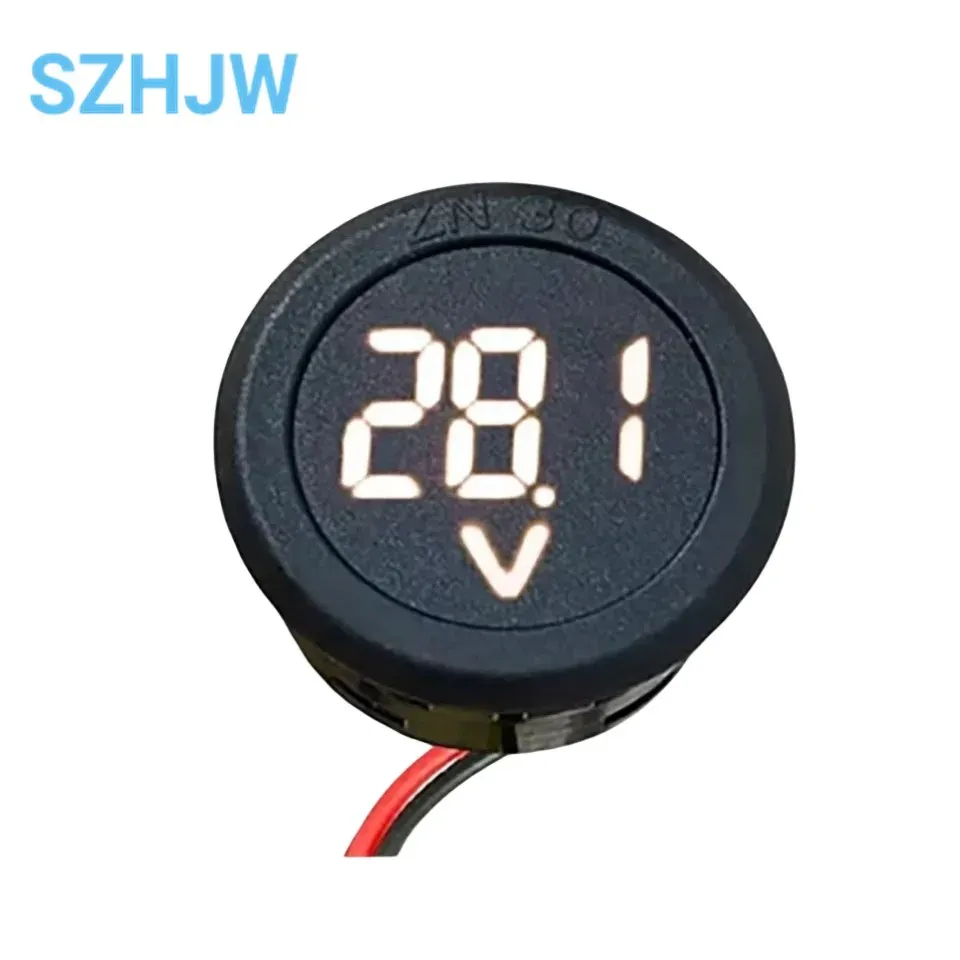 Voltmètre numérique circulaire à LED, courant continu 4 à 100 V, voltmètre DC à deux fils, affichage à tête, outil de protection de connexion 11