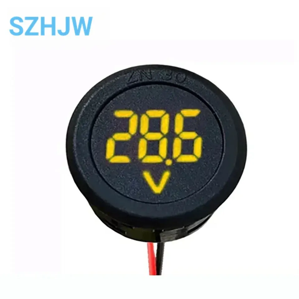 Voltmètre numérique circulaire à LED, courant continu 4 à 100 V, voltmètre DC à deux fils, affichage à tête, outil de protection de connexion 10