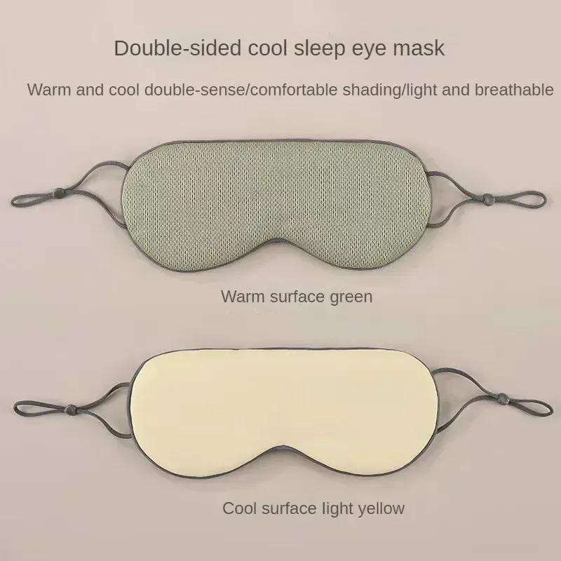 Masque de sommeil chaud et froid à double usage, en soie douce, bandeau occultant pour la nuit, cache-yeux avec sangle élastique réglable, idéal pour les voyages 3