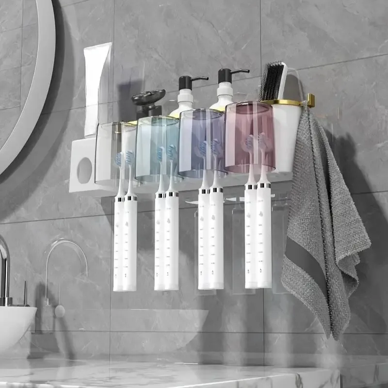 Porte-brosse à dents mural autocollant, boîte de rangement pour salle de bain, armoire à pharmacie et dortoir 3