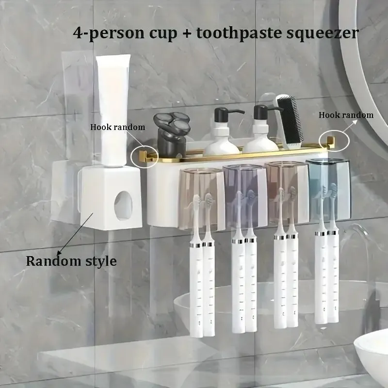 Porte-brosse à dents mural autocollant, boîte de rangement pour salle de bain, armoire à pharmacie et dortoir 8