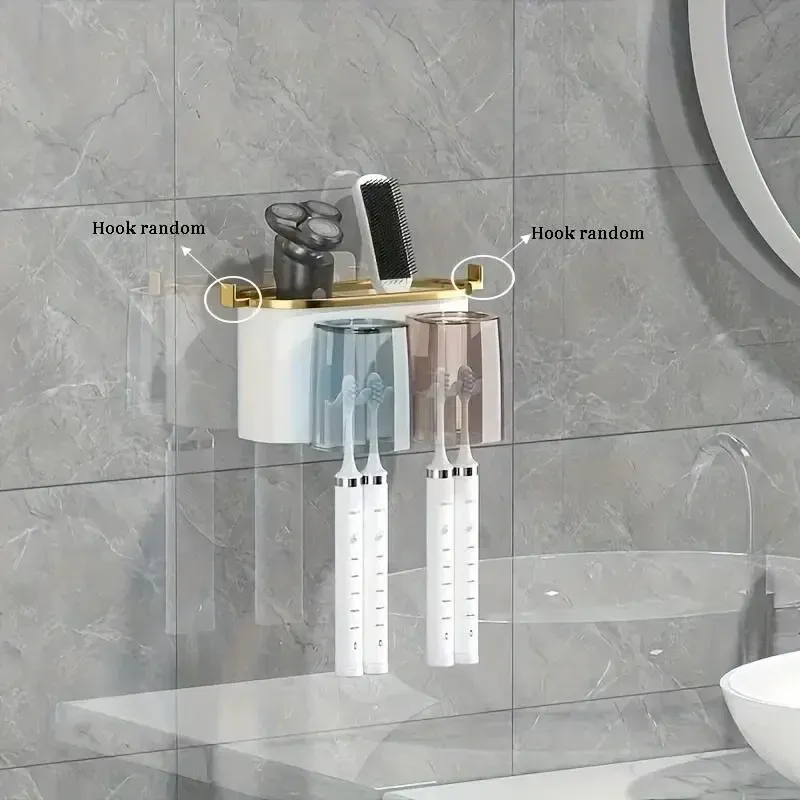 Porte-brosse à dents mural autocollant, boîte de rangement pour salle de bain, armoire à pharmacie et dortoir 9