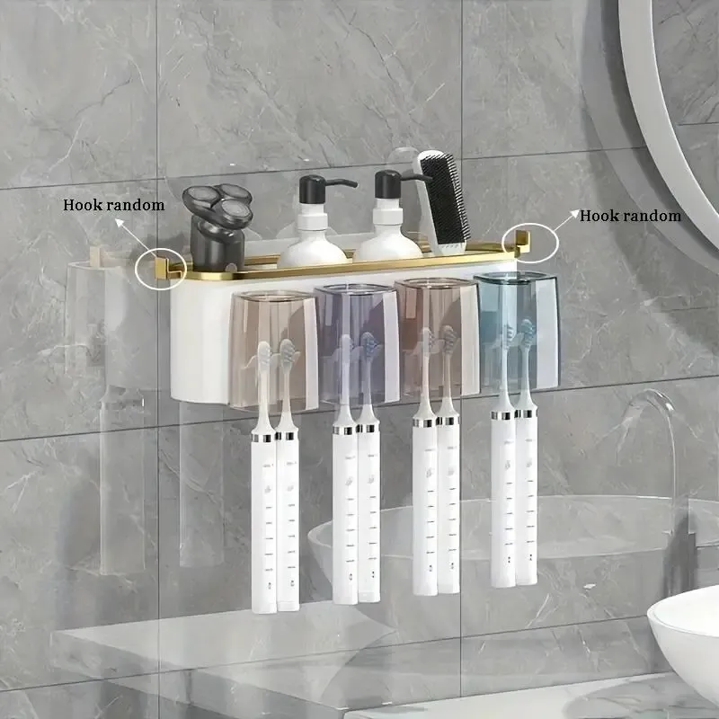 Porte-brosse à dents mural autocollant, boîte de rangement pour salle de bain, armoire à pharmacie et dortoir 10