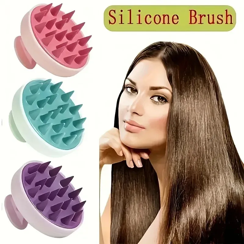Masseur de cuir chevelu et brosse à shampoing en silicone 2 en 1, stimulateur de croissance des cheveux indolore pour douche, outil de spa à tête douce
