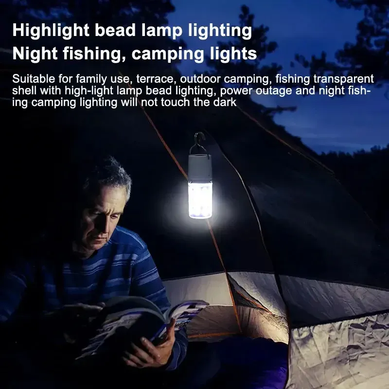Lanterne de camping LED rechargeable, lampe de secours portable avec crochet de fixation 4