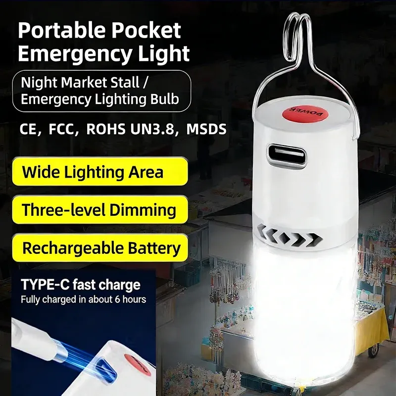 Lanterne de camping LED rechargeable, vue d'ensemble