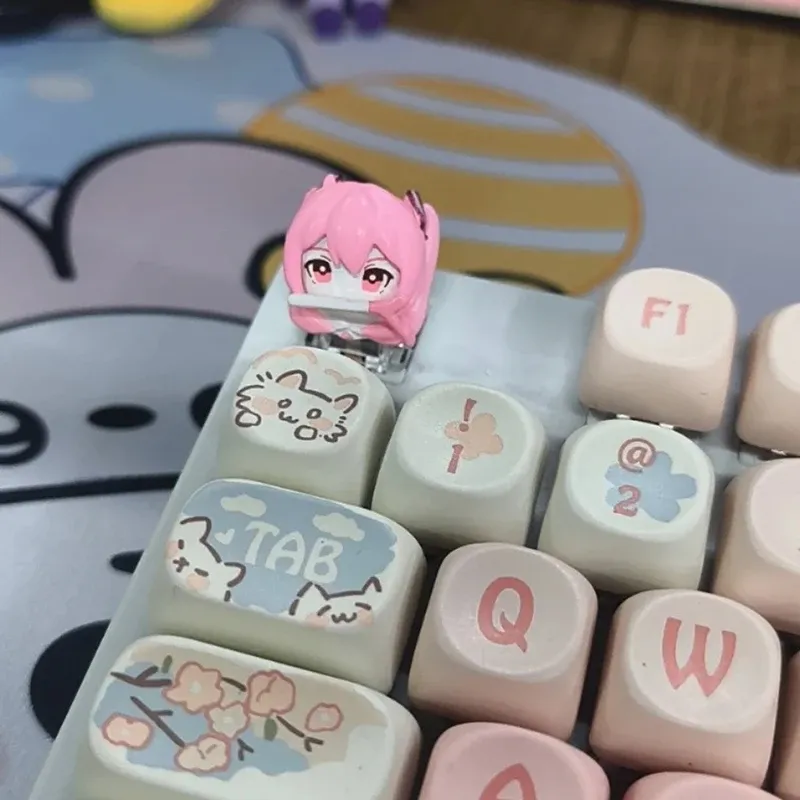 Keycaps Hatsune Miku vue rapprochée