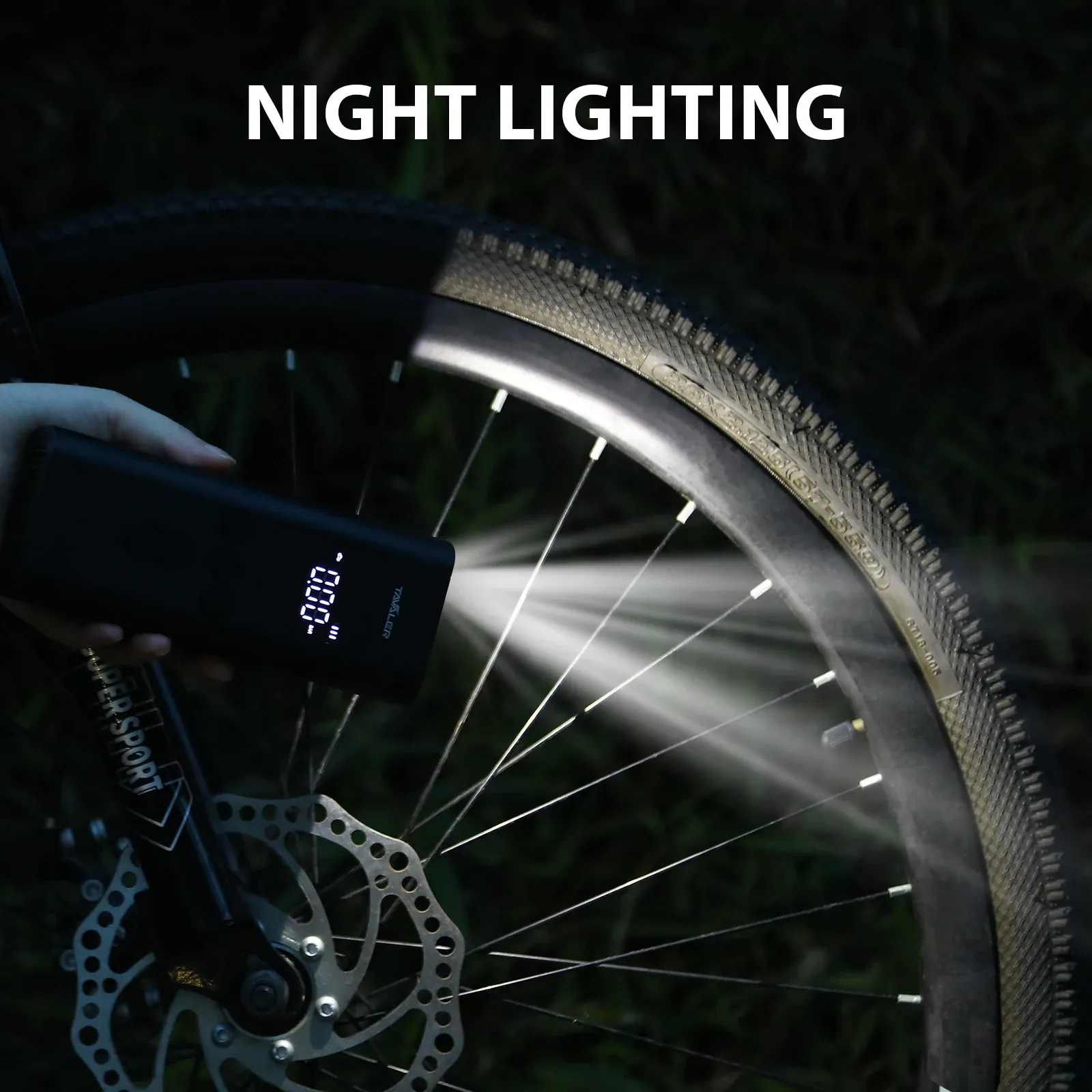 Pompe à air sans fil 150 psi, gonfleur de pneus électrique portable pour voiture, vélo et moto, compresseur d'air avec accessoires 5