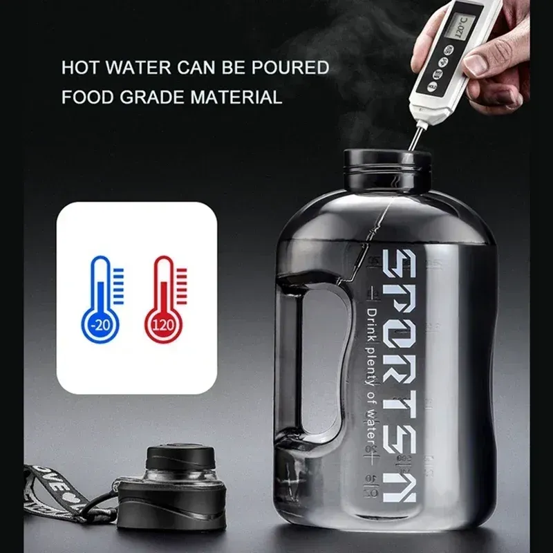 Gourde de sport portable grande capacité 1,7 L / 2,7 L pour fitness, cyclisme et camping - Image 1