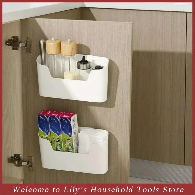 Support de rangement adhésif mural pour cuisine, boîte de rangement multifonctionnelle pour porte d'armoire sous évier, étagère à tiroir, organisateur de salle de bains