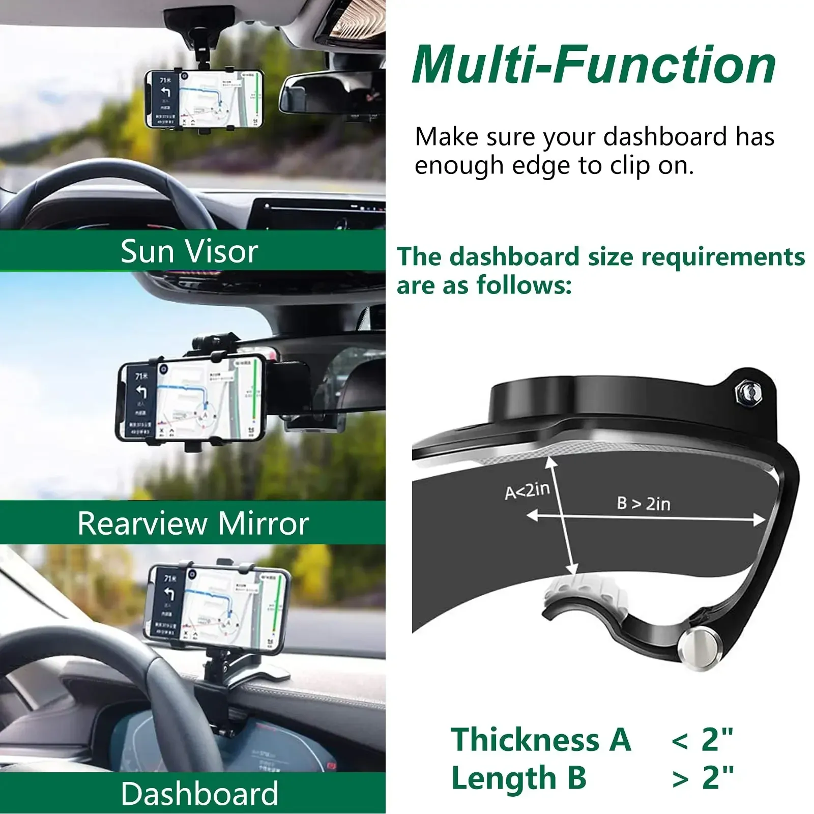 Support de téléphone universel rotatif à 360° pour voiture, fixation sur tableau de bord, compatible iPhone, Samsung, Xiaomi et Huawei 4
