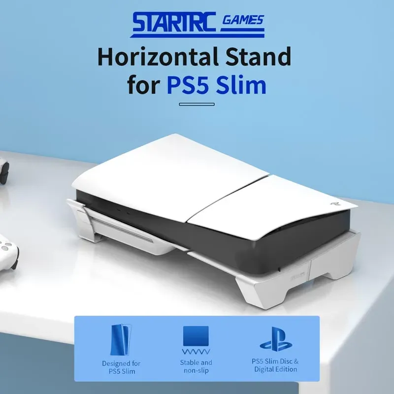 Support horizontal pour console PS5 Slim/Pro, socle de refroidissement antidérapant pour PlayStation 5 Slim, accessoire de jeu