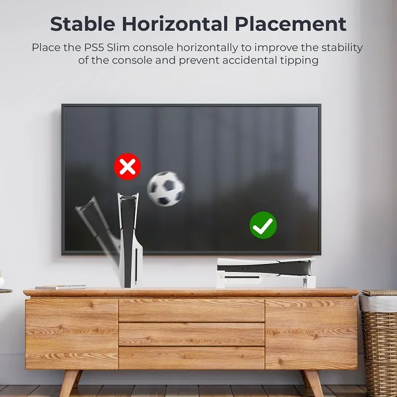 Support horizontal pour console PS5 Slim/Pro, socle de refroidissement antidérapant pour PlayStation 5 Slim, accessoire de jeu 6