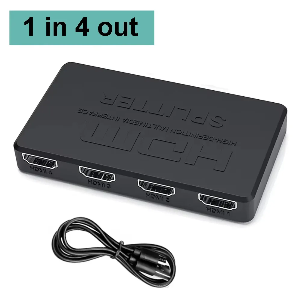 Répartiteur HDMI 4K, 1 entrée 4 sorties, compatible Xbox, PS4, lecteur DVD, PC et ordinateur portable 8