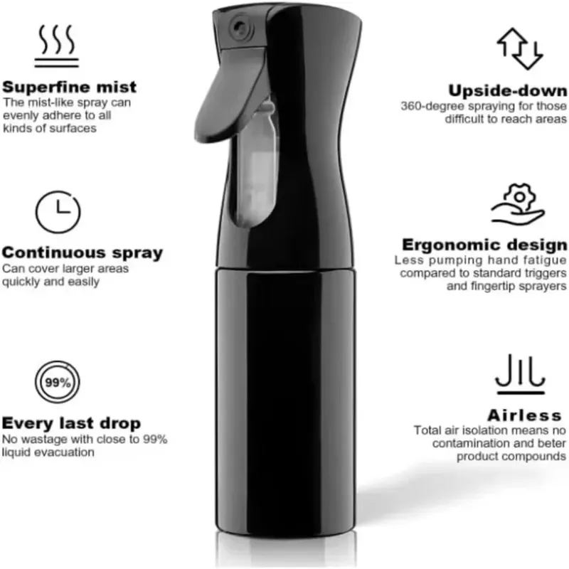 Pulvérisateur haute pression 200 ml pour coiffeurs et salons – Flacon d'eau rechargeable pour barbiers et atomiseur beauté 2