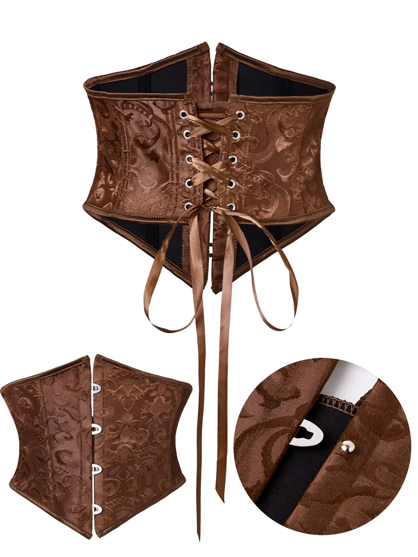 Ceinture corset courte au style rétro, correcteur de posture, galbant ventre, sangle arrière, soutien de buste et maintien 2