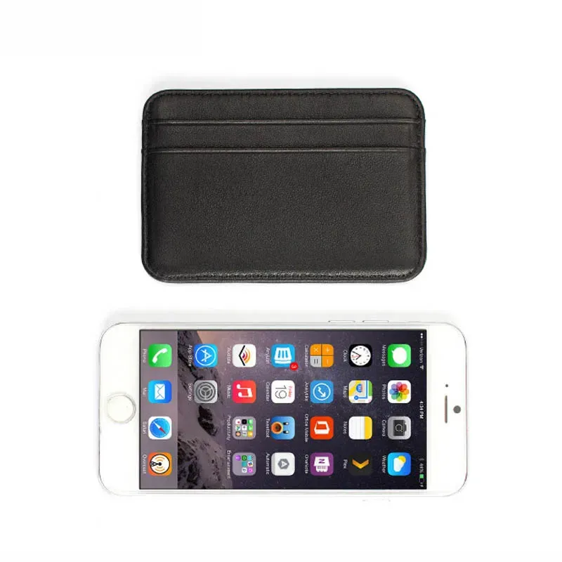 Portefeuille mince pour homme en cuir de mouton 100% véritable, format mini avec porte-cartes d'identité et de crédit, petit et compact 5