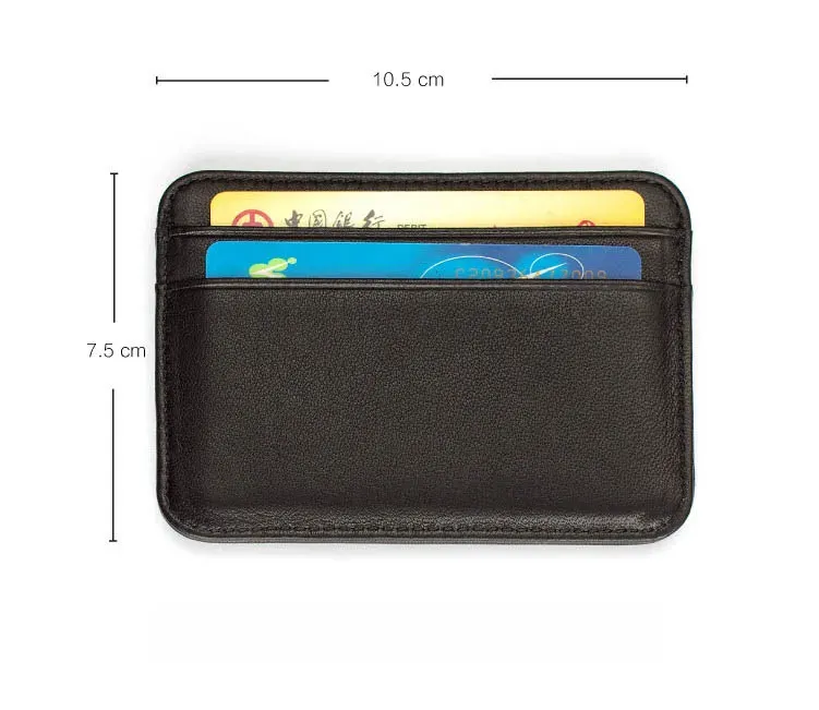Portefeuille mince pour homme en cuir de mouton 100% véritable, format mini avec porte-cartes d'identité et de crédit, petit et compact 6