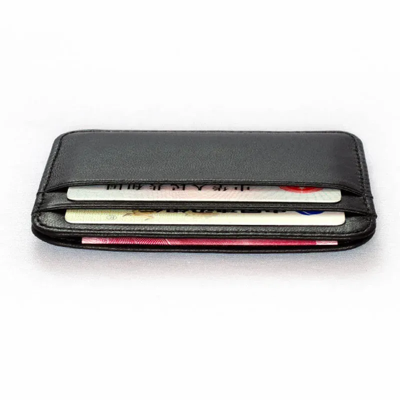 Portefeuille mince pour homme en cuir de mouton 100% véritable, format mini avec porte-cartes d'identité et de crédit, petit et compact 4