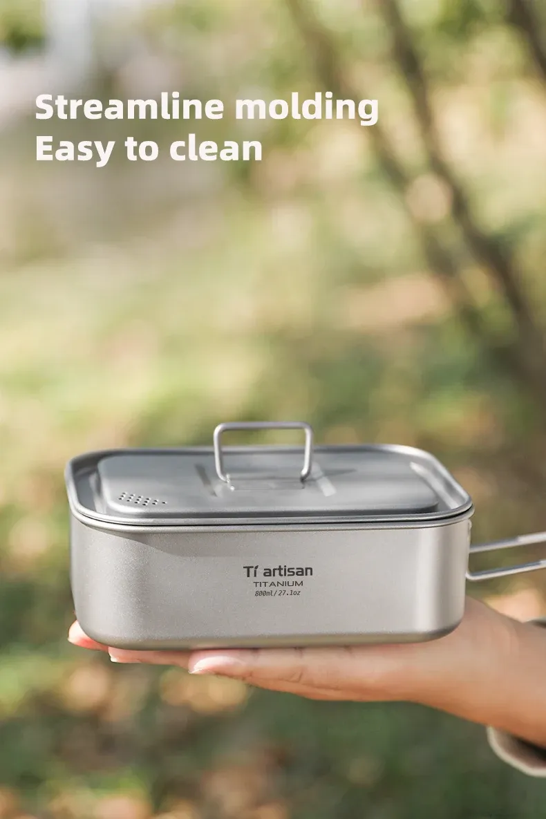 Boîte bento en titane Tiartisan, ambiance camping