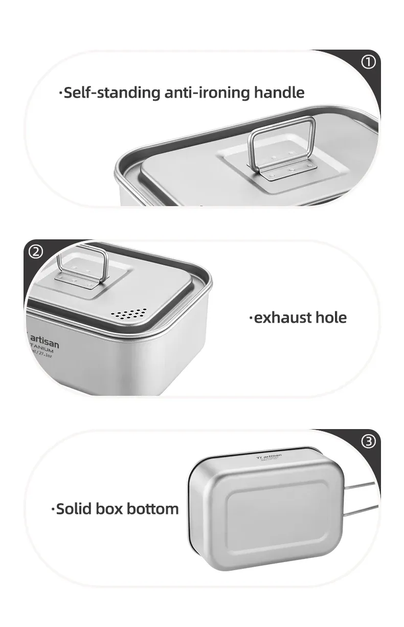 Boîte bento en titane Tiartisan, en randonnée