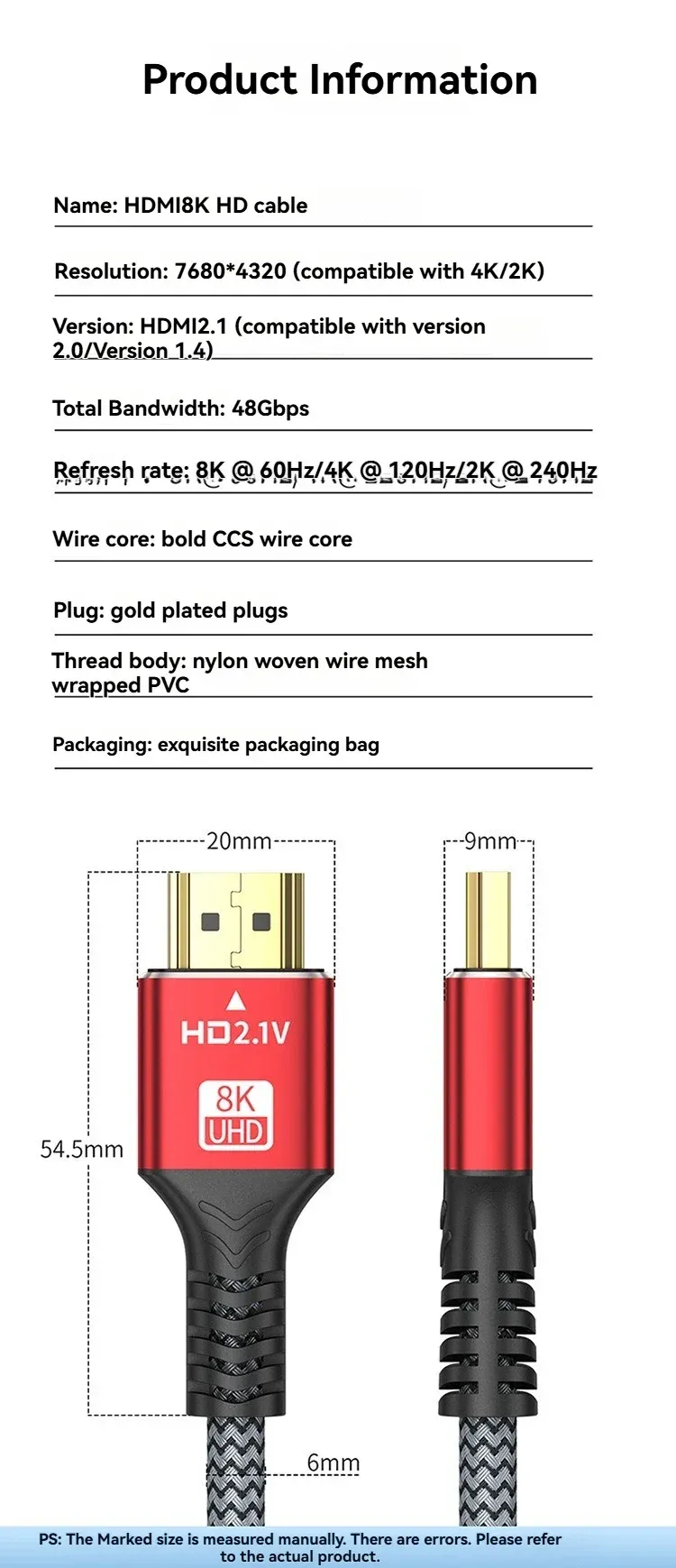 Câble HDMI MINGCVIL, longueur et souplesse